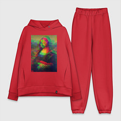 Женский костюм оверсайз Мона Лиза с глюками, цвет: красный