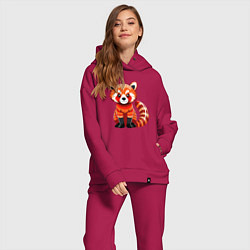 Женский костюм оверсайз Красная панда с роскошным хвостом, цвет: маджента — фото 2