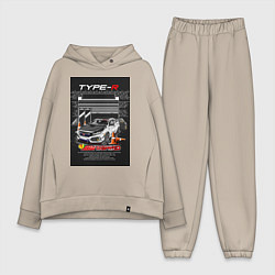 Женский костюм оверсайз Honda jdm, цвет: миндальный