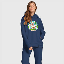 Женский костюм оверсайз Белые медведи летом, цвет: тёмно-синий — фото 2