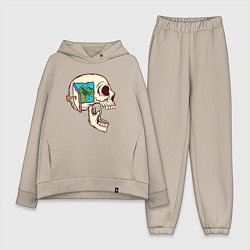 Женский костюм оверсайз Открой путешествие, цвет: миндальный