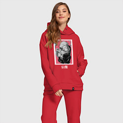 Женский костюм оверсайз Магическая битва Сукуна розовый фон, цвет: красный — фото 2