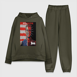 Женский костюм оверсайз Американский символ, цвет: хаки