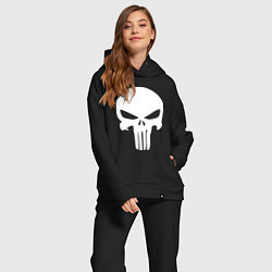 Женский костюм оверсайз Punisher logo, цвет: черный — фото 2