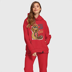 Женский костюм оверсайз Буду коброй - доброй, цвет: красный — фото 2