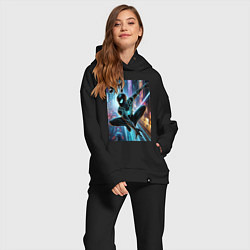 Женский костюм оверсайз Neon Spider-man - ai art fantasy, цвет: черный — фото 2