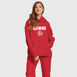 Женский костюм оверсайз Twenty one pilots - logo, цвет: красный — фото 2