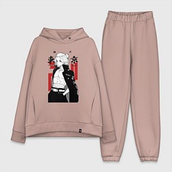 Женский костюм оверсайз Токийские мстители Мандзиро, цвет: пыльно-розовый