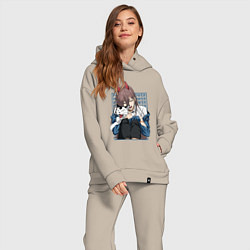 Женский костюм оверсайз Человек-бензопила Пауэр и кошка, цвет: миндальный — фото 2