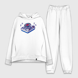 Женский костюм оверсайз Музыкальный виниловый проигрыватель, цвет: белый