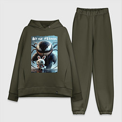 Женский костюм оверсайз Мультяшный Веном присмотрел себе кролика - мем, цвет: хаки