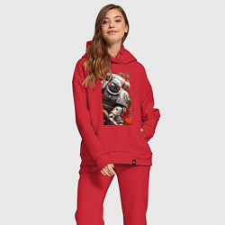 Женский костюм оверсайз Космодесантник в белом костюме, цвет: красный — фото 2