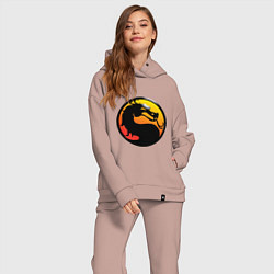 Женский костюм оверсайз Mortal kombat logo, цвет: пыльно-розовый — фото 2