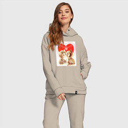 Женский костюм оверсайз Кошачий поцелуй, цвет: миндальный — фото 2