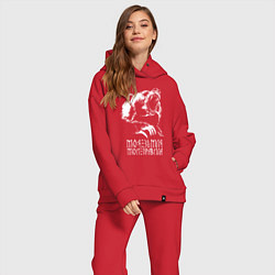 Женский костюм оверсайз Моя земля мои правила: медведь, цвет: красный — фото 2