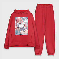 Женский костюм оверсайз Медсестричка сделает тебе укол любви - пышная аним, цвет: красный