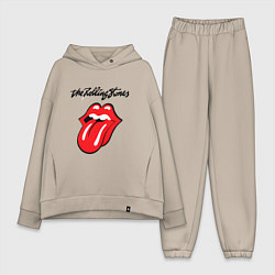 Женский костюм оверсайз Rolling Stones - logo, цвет: миндальный