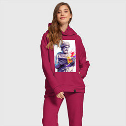 Женский костюм оверсайз Античная статуя и граффити, цвет: маджента — фото 2