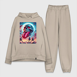 Женский костюм оверсайз Rolling Stones - skull transformation, цвет: миндальный