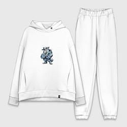 Женский костюм оверсайз Мультяшный хищник, цвет: белый