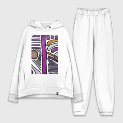 Женский костюм оверсайз Фиолетовая композиция, цвет: белый