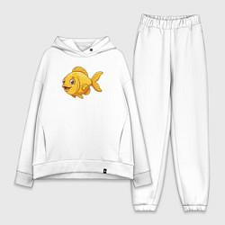 Женский костюм оверсайз Милая желтая рыбка, цвет: белый