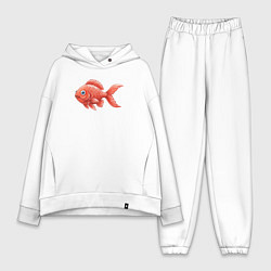 Женский костюм оверсайз Милая красная рыбка, цвет: белый