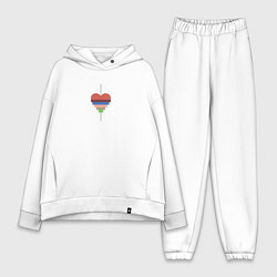 Женский костюм оверсайз Весеннее полосатое сердце, цвет: белый