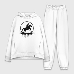 Женский костюм оверсайз Скакун в круге, цвет: белый