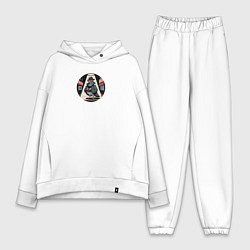 Женский костюм оверсайз Голубь шпион со старым фотоаппаратом - брейнрот Шп, цвет: белый