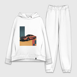 Женский костюм оверсайз Ретрофутуризм спорткар поп-арт 1970-е, цвет: белый