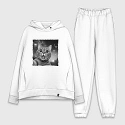 Женский костюм оверсайз Кот селфи, цвет: белый
