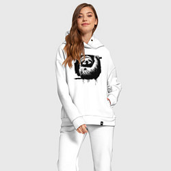 Женский костюм оверсайз Ленивец в черном штрихе, цвет: белый — фото 2