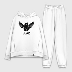 Женский костюм оверсайз Летающий медведь, цвет: белый