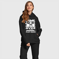 Женский костюм оверсайз Game over play again, цвет: черный — фото 2