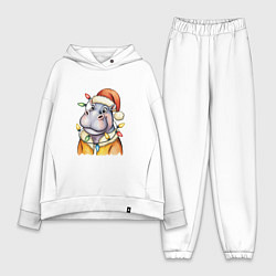 Женский костюм оверсайз Бегемот и гирлянда