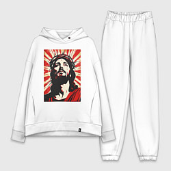 Женский костюм оверсайз Иисус в венке, цвет: белый