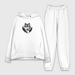 Женский костюм оверсайз Голова волка над лесом