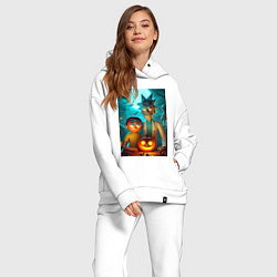 Женский костюм оверсайз Rick and Morty with pumpkin - halloween night, цвет: белый — фото 2