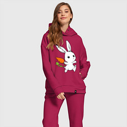 Женский костюм оверсайз Зайка с морковкой, цвет: маджента — фото 2