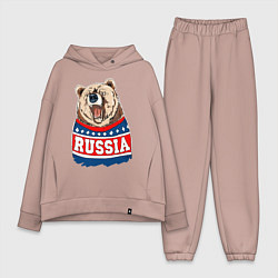 Женский костюм оверсайз Made in Russia: медведь, цвет: пыльно-розовый