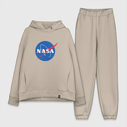 Женский костюм оверсайз NASA: Logo, цвет: миндальный