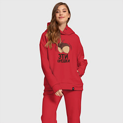 Женский костюм оверсайз Эти орешки, цвет: красный — фото 2