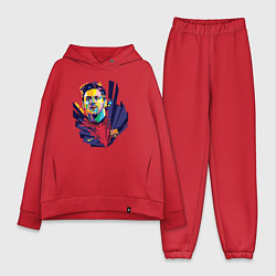 Женский костюм оверсайз Messi Art, цвет: красный