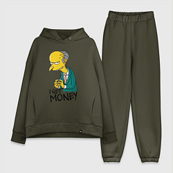 Женский костюм оверсайз Mr. Burns: I get money, цвет: хаки