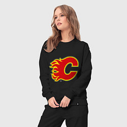 Костюм хлопковый женский Calgary Flames, цвет: черный — фото 2