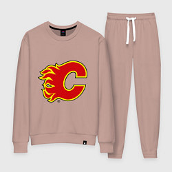 Костюм хлопковый женский Calgary Flames, цвет: пыльно-розовый