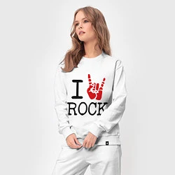 Костюм хлопковый женский I love rock, цвет: белый — фото 2