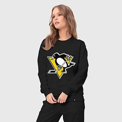 Костюм хлопковый женский Pittsburgh Penguins, цвет: черный — фото 2