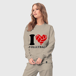 Костюм хлопковый женский I love volleyball - Я люблю волейбол, цвет: миндальный — фото 2